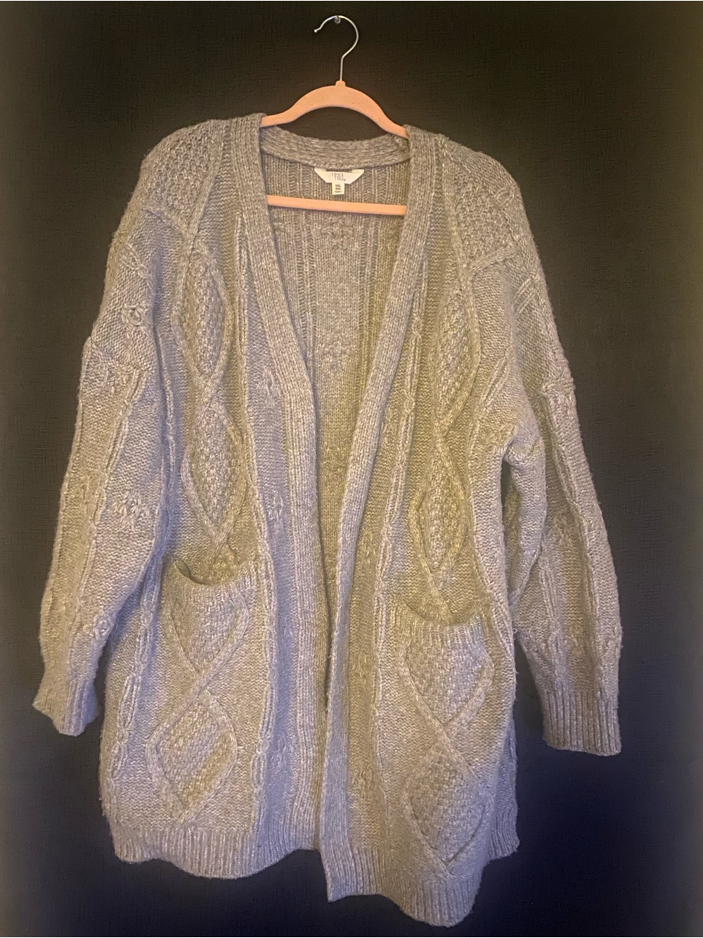Time & Tru - Open-Front Cable Knit Cardigan Sweater - Gray size XXL
